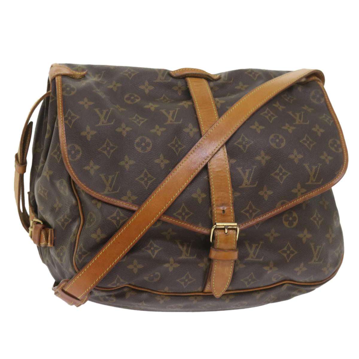 LOUIS VUITTON Monogram Saumur 35 Shoulder Bag M42254 LV Auth ar10846B