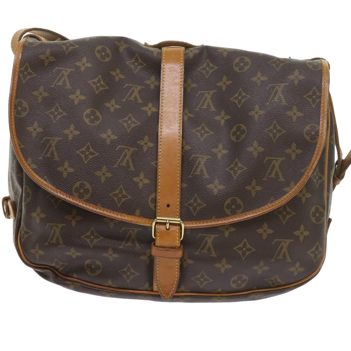 LOUIS VUITTON Monogram Saumur 35 Shoulder Bag M42254 LV Auth ar10846B