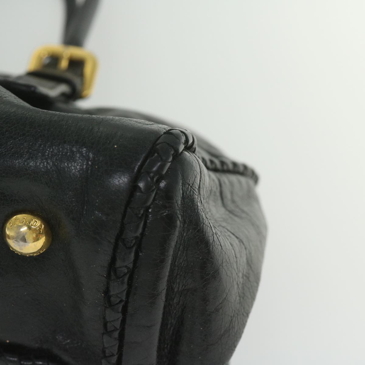 PRADA Hand Bag Leather Black Auth ar10856B