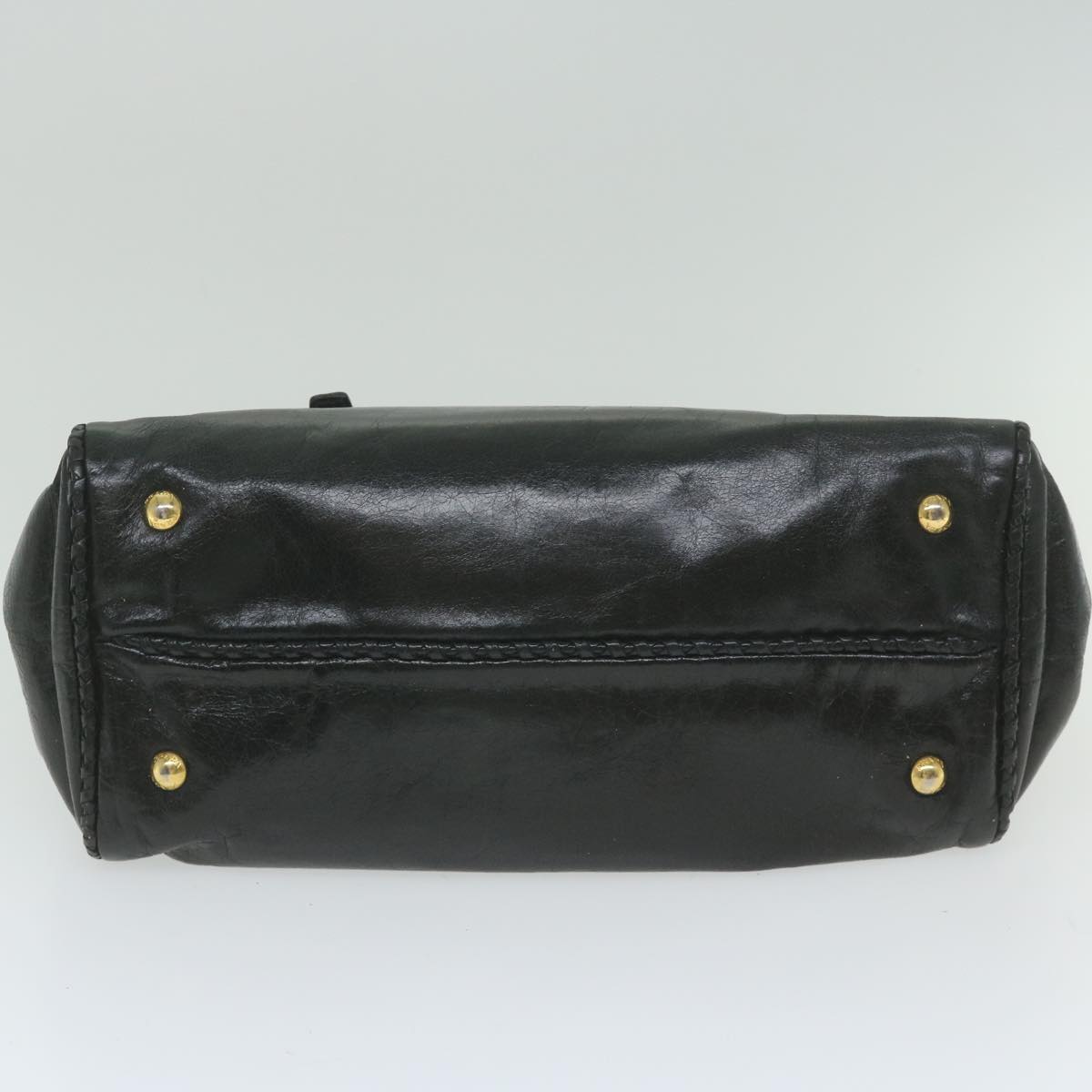PRADA Hand Bag Leather Black Auth ar10856B
