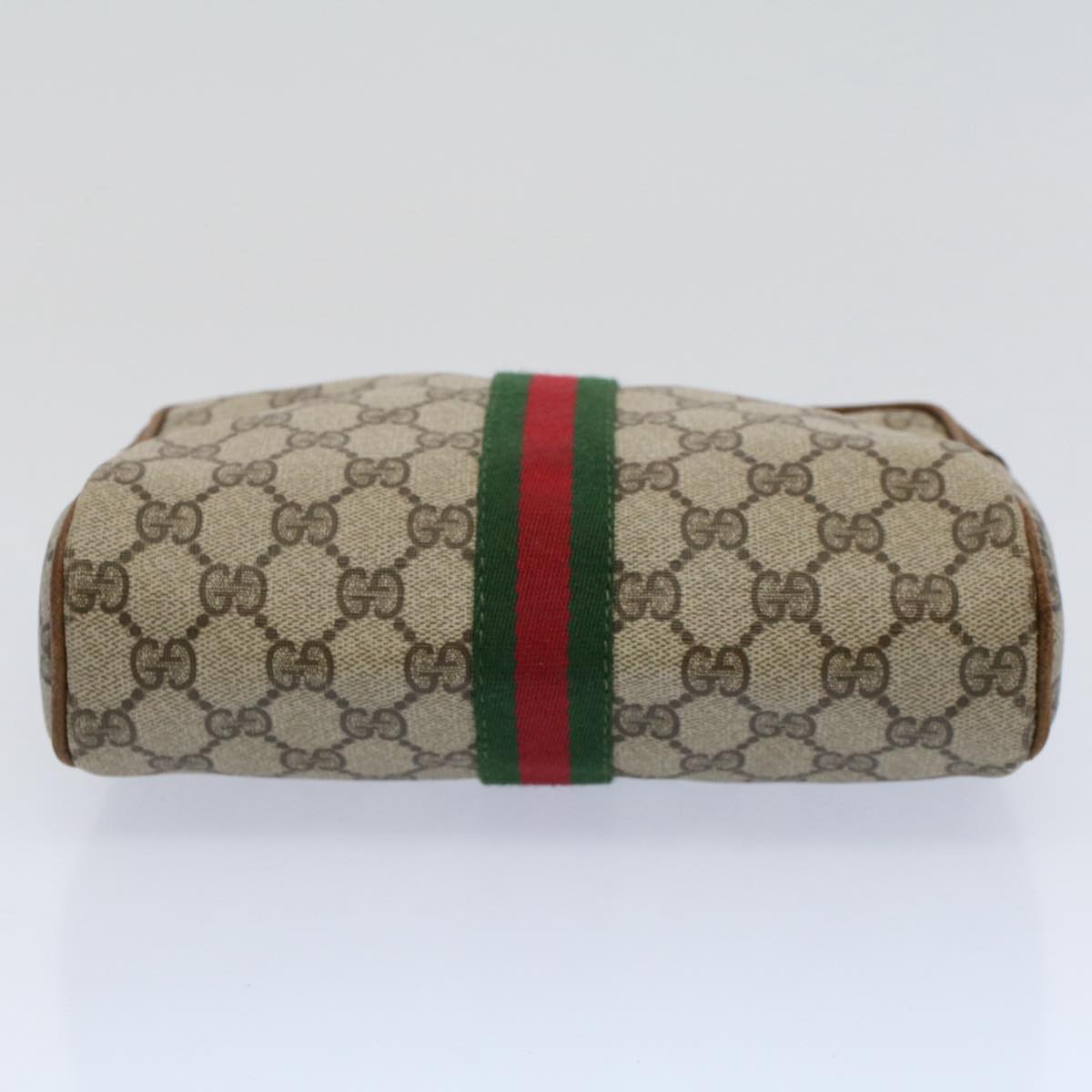 GUCCI GG Supreme Web Sherry Line Clutch Bag Beige Red Green 98 69 Auth ar10859