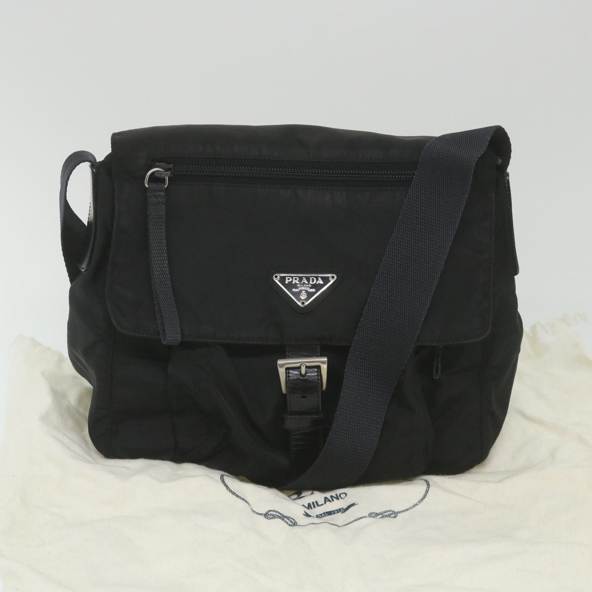 PRADA Shoulder Bag Nylon Black Auth ar10863