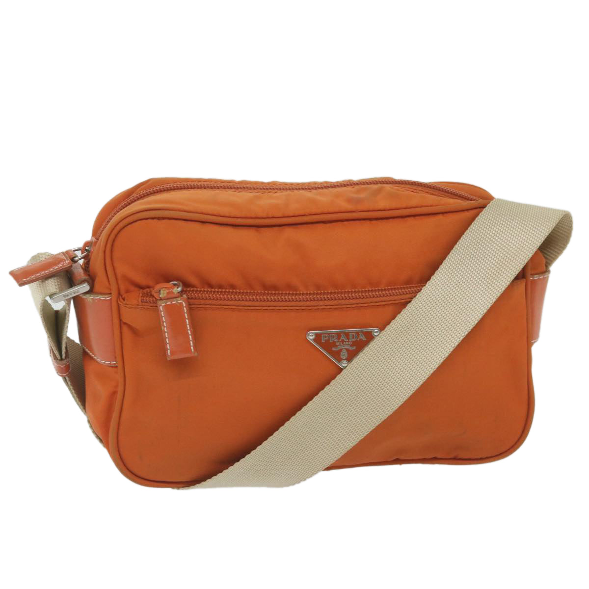 PRADA Shoulder Bag Nylon Orange Auth ar10865