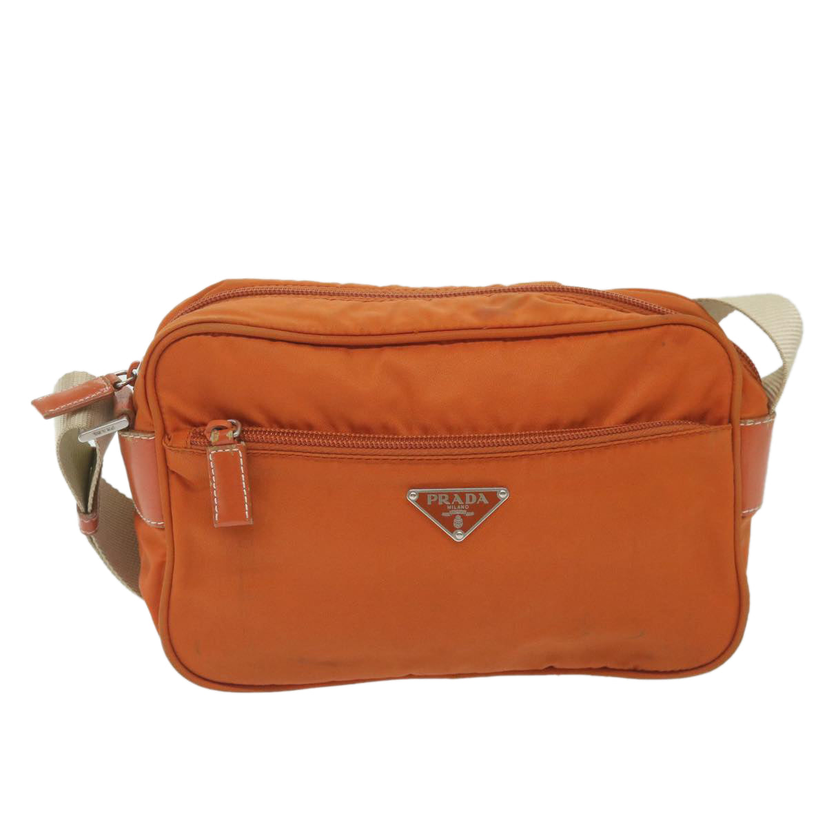 PRADA Shoulder Bag Nylon Orange Auth ar10865