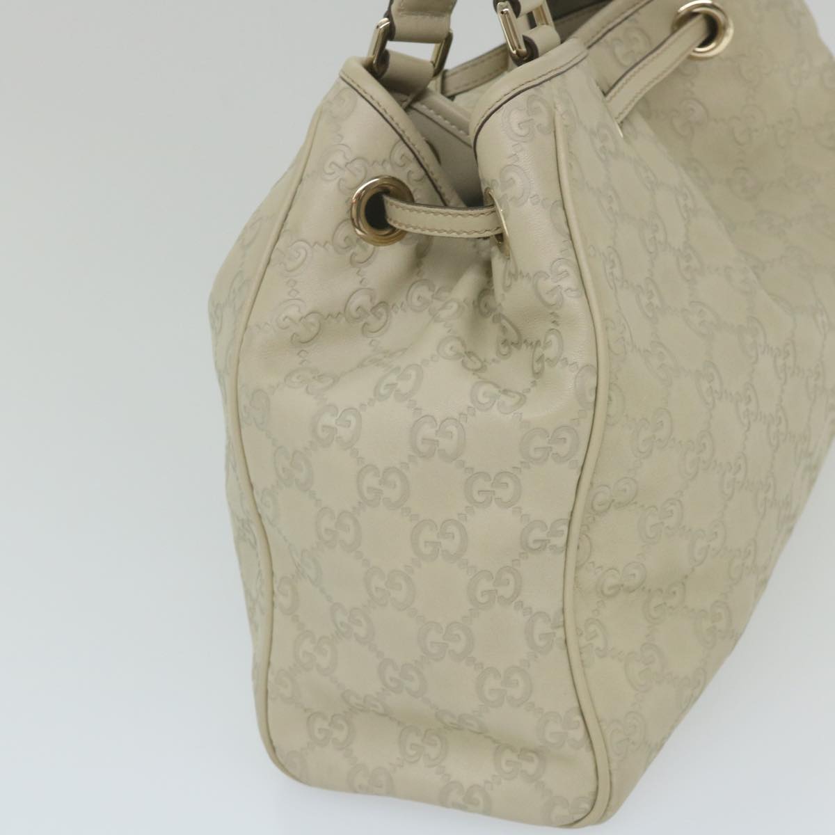 GUCCI GG Canvas Guccissima Shoulder Bag White 170582 Auth ar10868