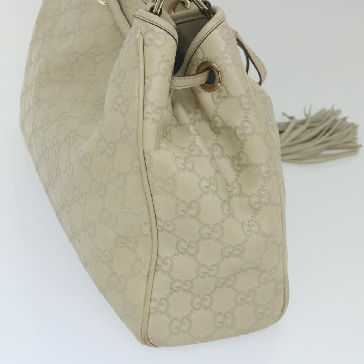 GUCCI GG Canvas Guccissima Shoulder Bag White 170582 Auth ar10868