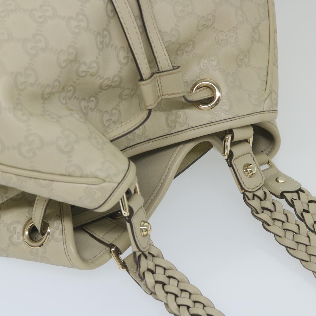 GUCCI GG Canvas Guccissima Shoulder Bag White 170582 Auth ar10868