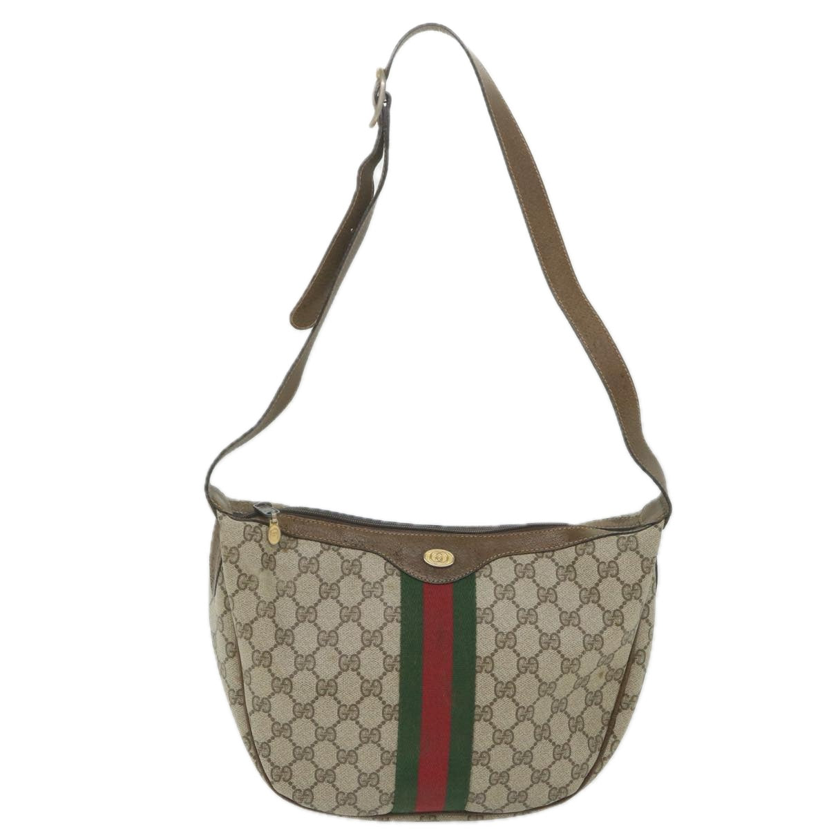 GUCCI GG Supreme Web Sherry Line Shoulder Bag Beige Red 001 3840 5 Auth ar10877