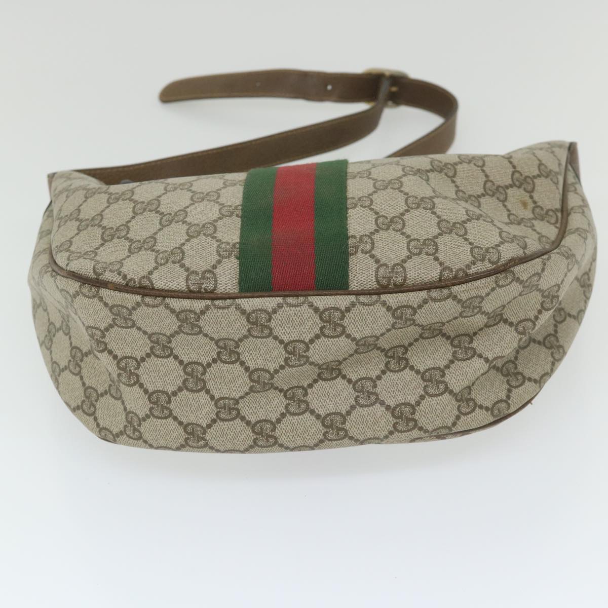 GUCCI GG Supreme Web Sherry Line Shoulder Bag Beige Red 001 3840 5 Auth ar10877