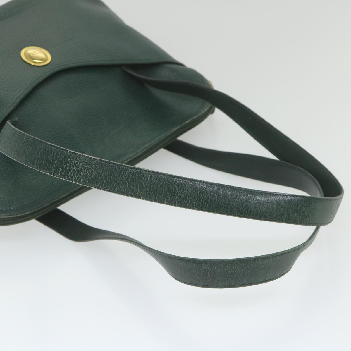 Christian Dior Shoulder Bag Leather Green Auth ar10881