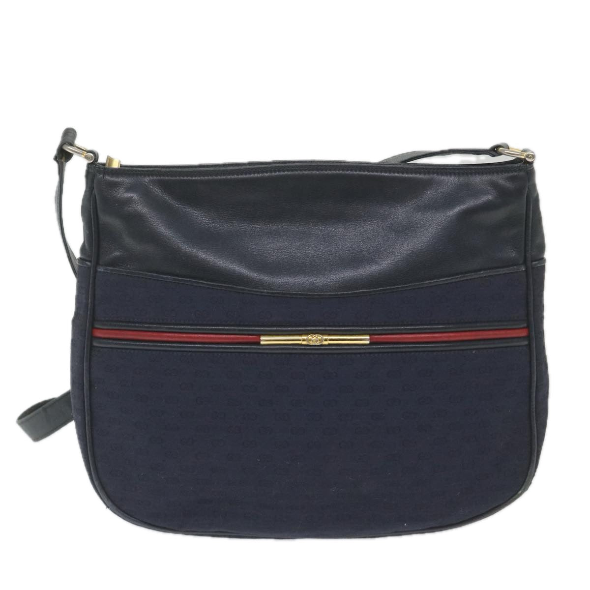 GUCCI Micro GG Canvas Shoulder Bag Navy Red Auth ar10882