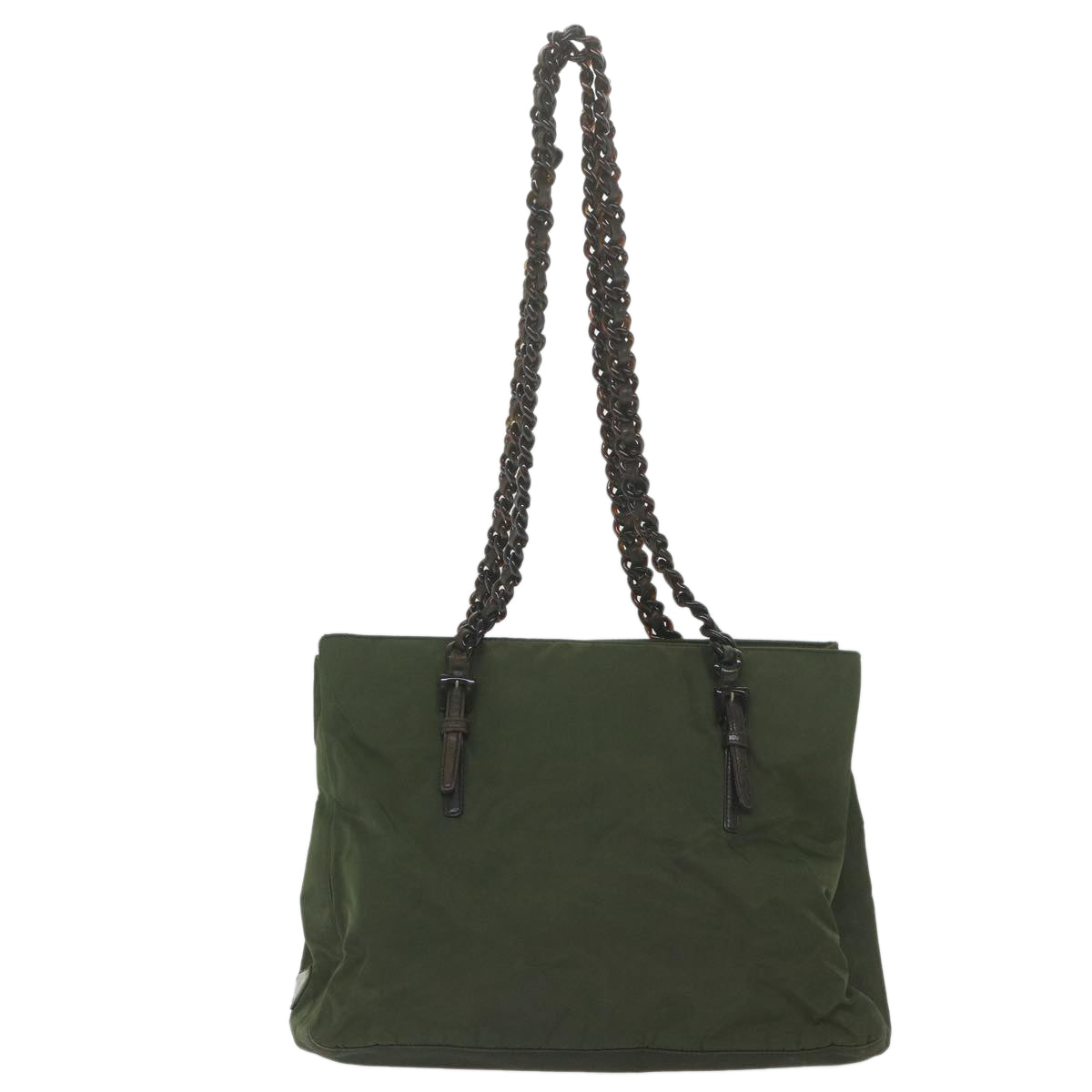 PRADA Chain Shoulder Bag Nylon Khaki Auth ar10884 - 0