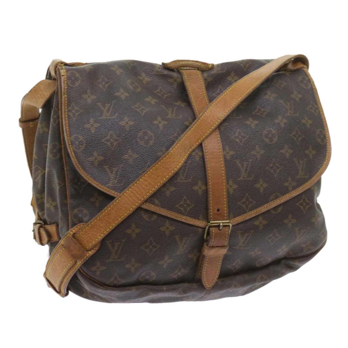 LOUIS VUITTON Monogram Saumur 35 Shoulder Bag M42254 LV Auth ar10889