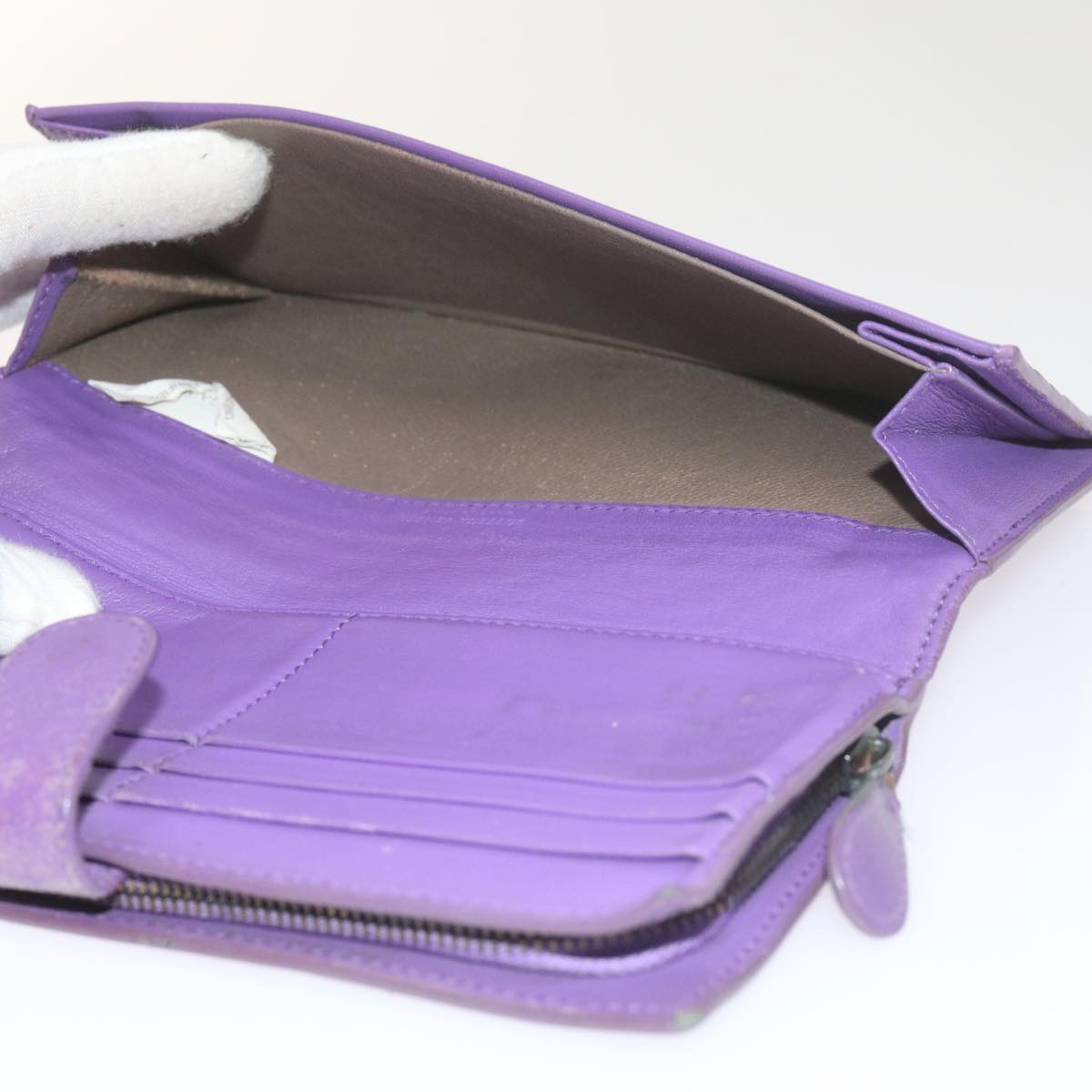 BOTTEGA VENETA INTRECCIATO Wallet Leather 6Set Brown Blue purple Auth ar10903