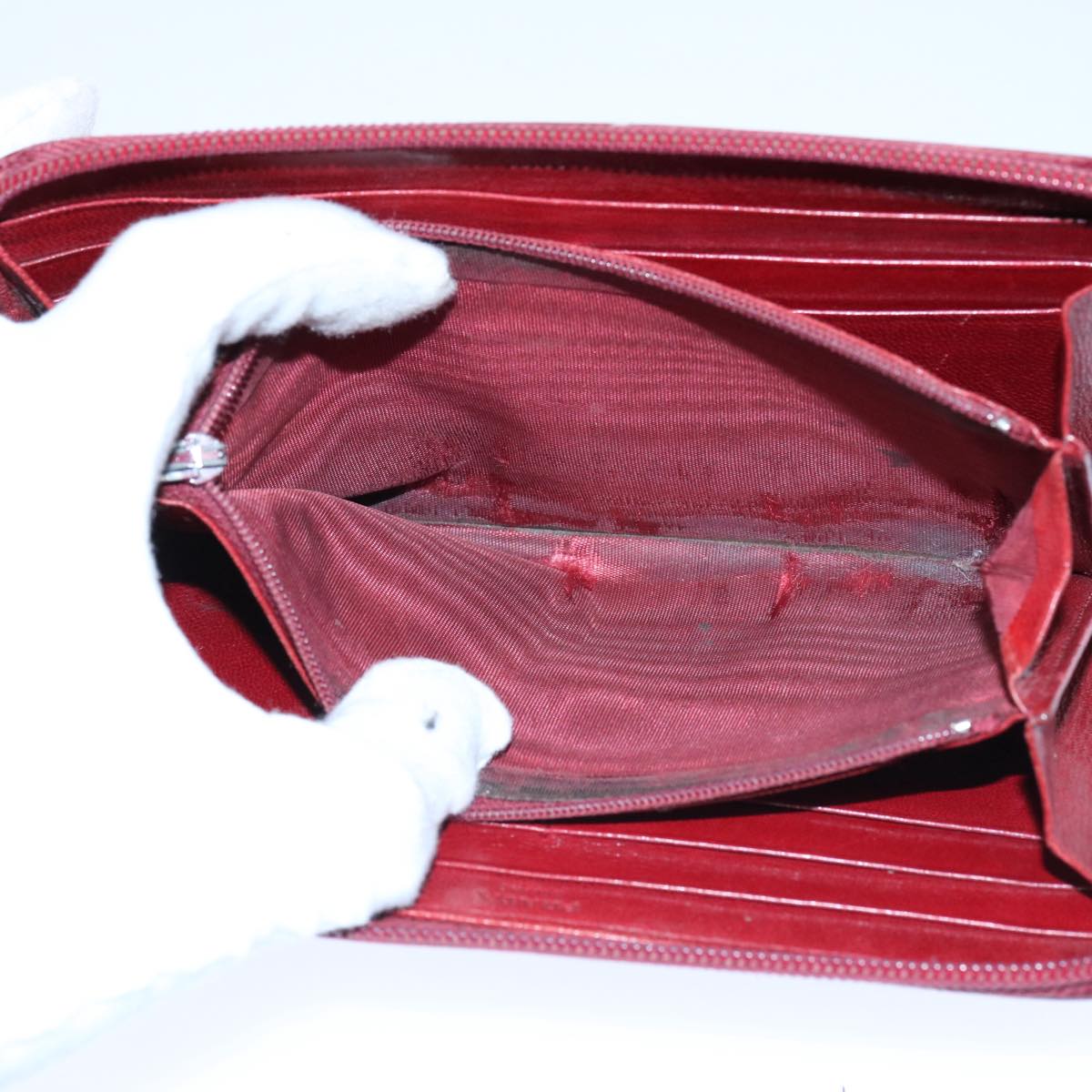 PRADA Wallet Leather 6Set Black Red Auth ar10913