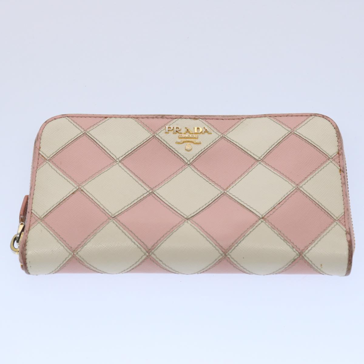 PRADA Wallet Leather 7Set Pink Gray Gold blue Auth ar10914