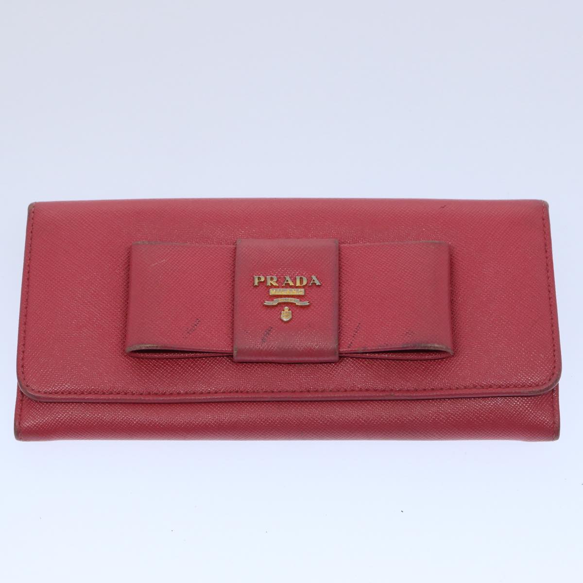 PRADA Wallet Leather 7Set Red Pink beige Auth ar10915