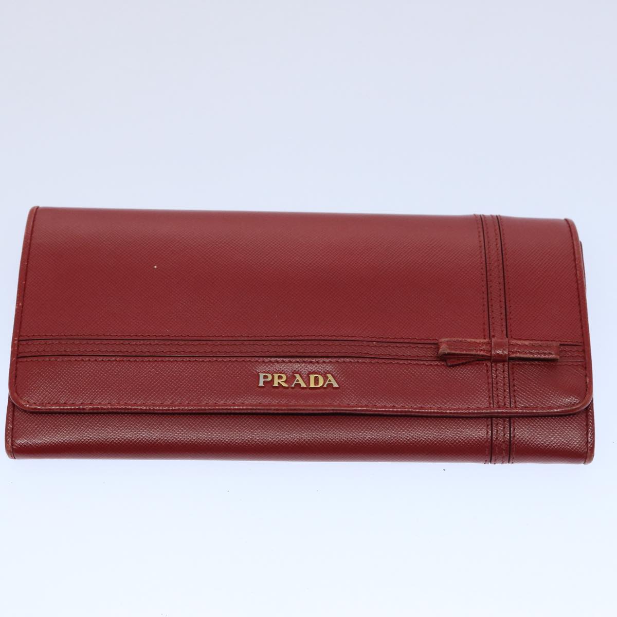 PRADA Wallet Leather 7Set Red Pink beige Auth ar10915