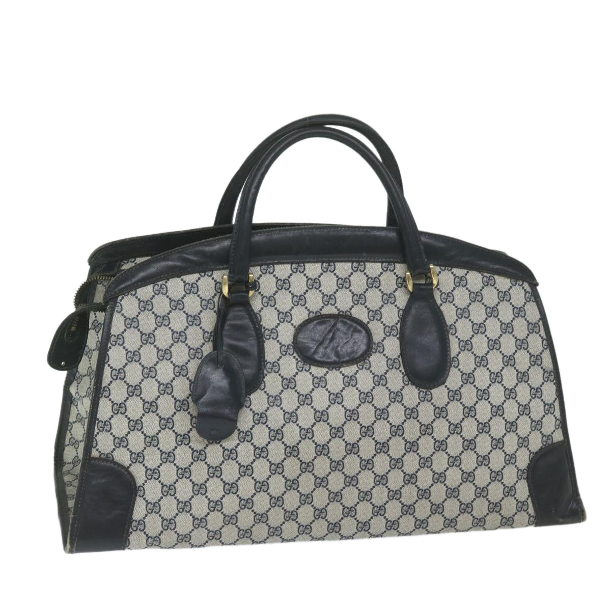 GUCCI GG Supreme Boston Bag PVC Leather Navy Auth ar10943