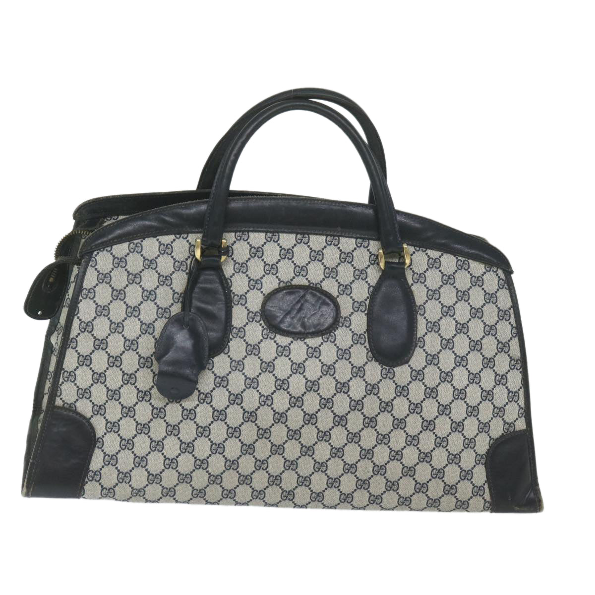 GUCCI GG Supreme Boston Bag PVC Leather Navy Auth ar10943