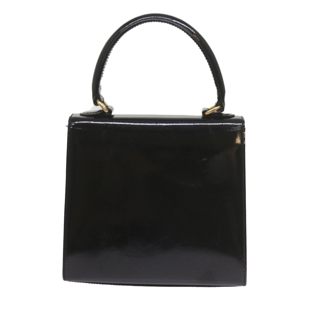 CELINE Hand Bag Patent leather 2way Black Auth ar10948B