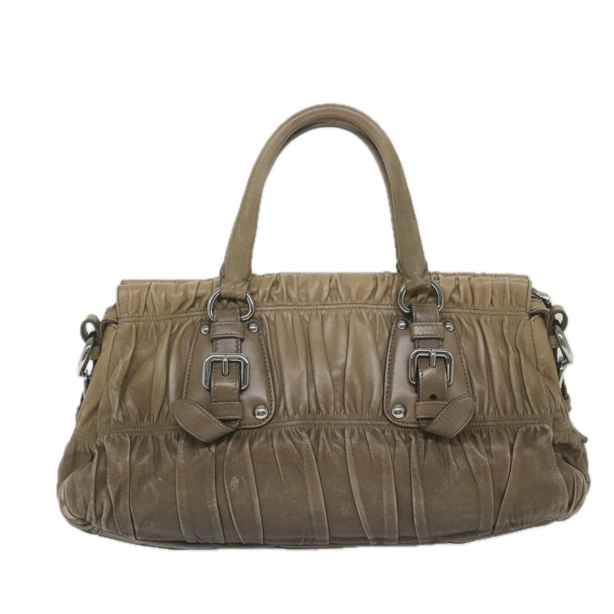 PRADA Hand Bag Leather Brown Auth ar10960B - 0