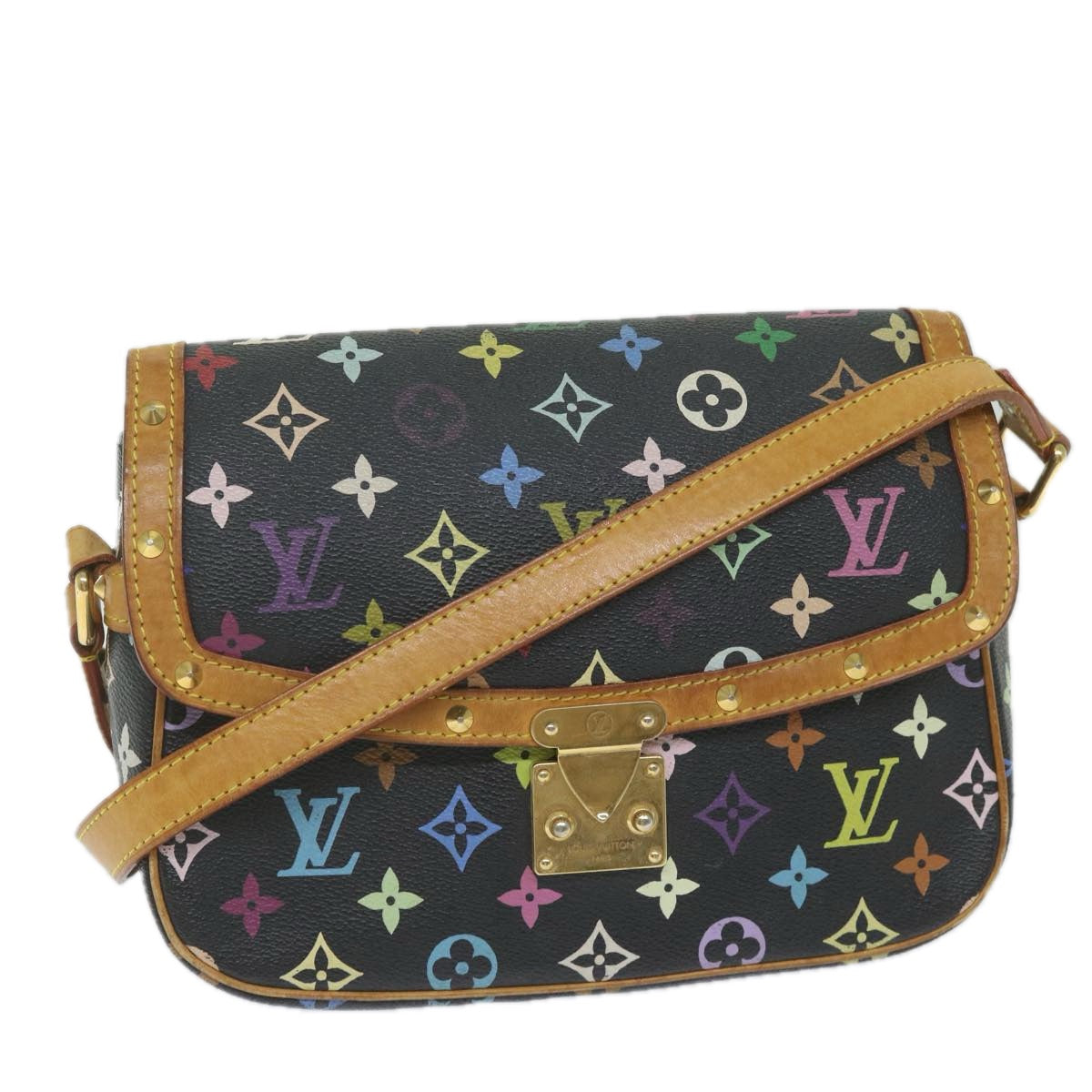 LOUIS VUITTON Monogram Multicolor Sologne Bag Black M92639 LV Auth ar10967B