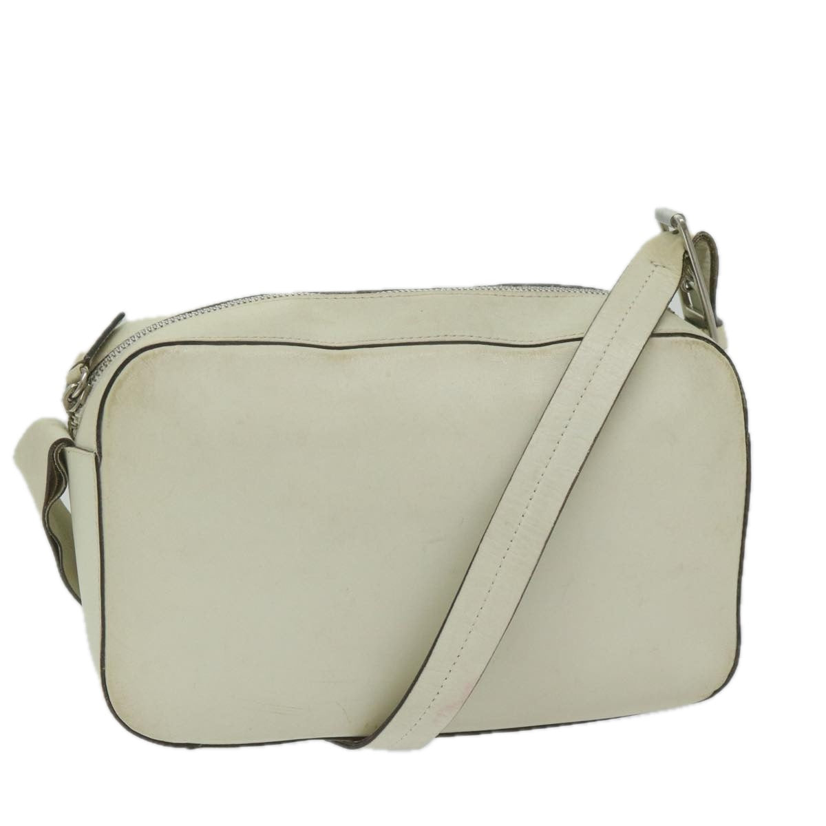 PRADA Shoulder Bag Leather White Auth ar10968B