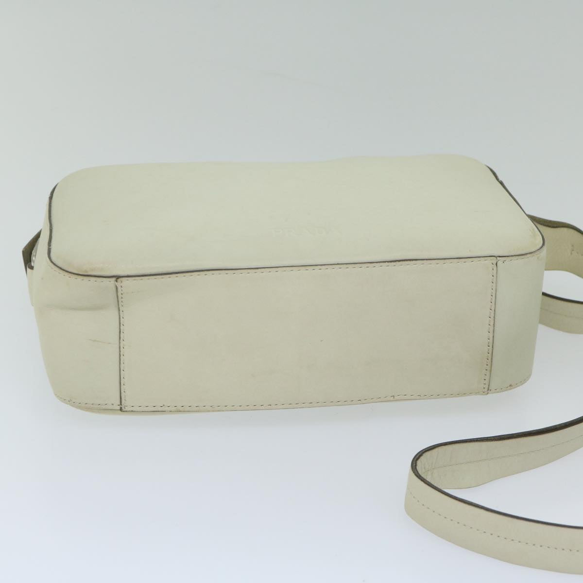 PRADA Shoulder Bag Leather White Auth ar10968B