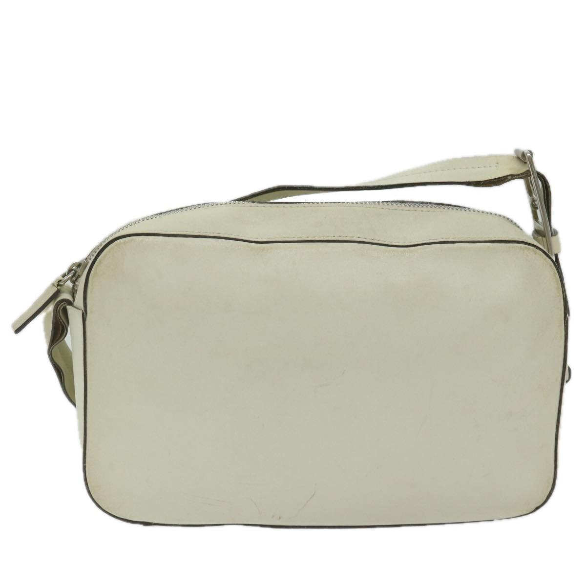 PRADA Shoulder Bag Leather White Auth ar10968B