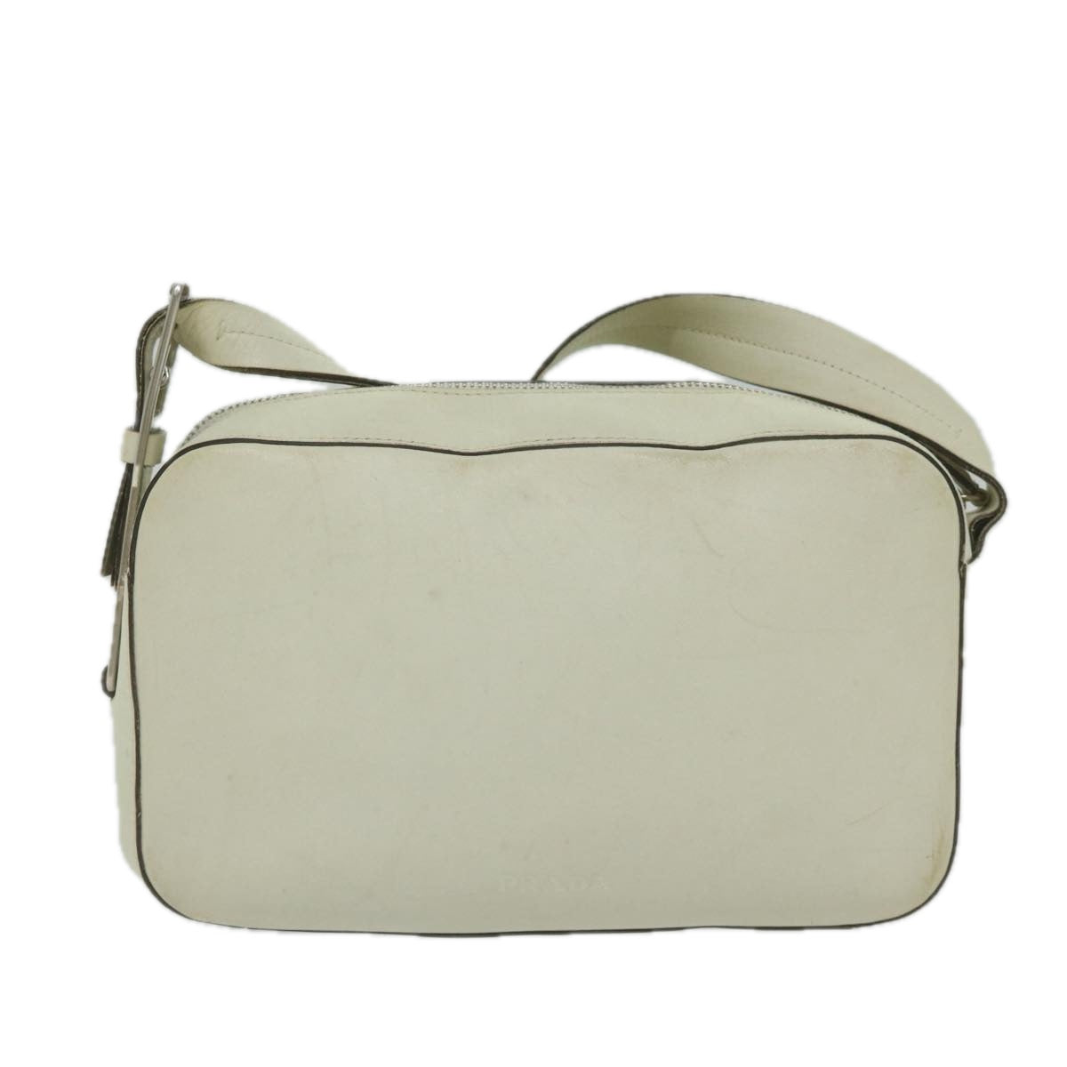 PRADA Shoulder Bag Leather White Auth ar10968B