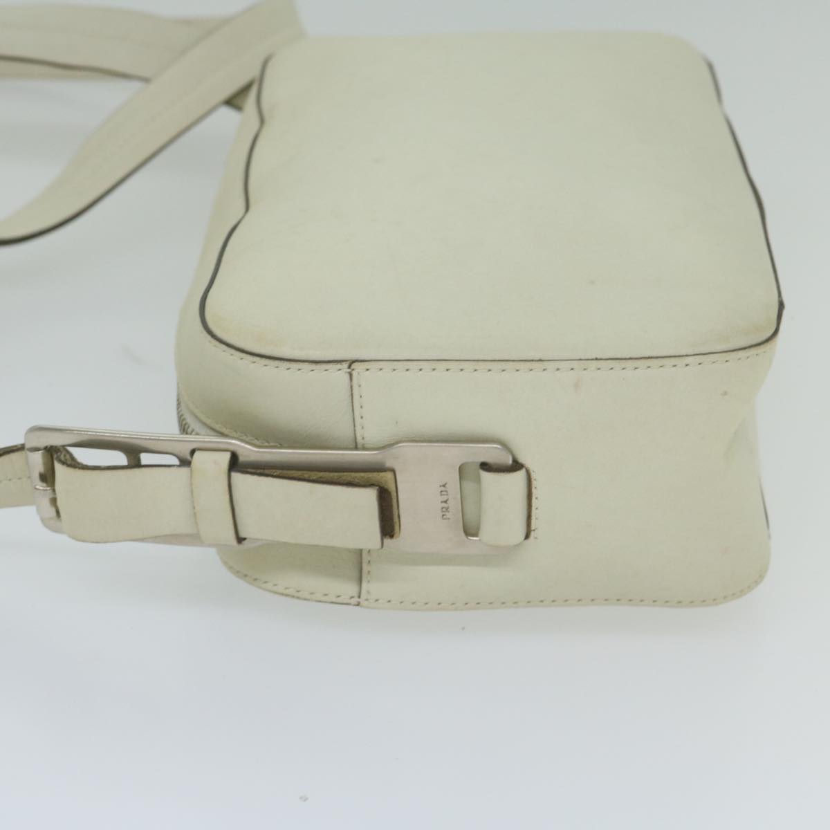 PRADA Shoulder Bag Leather White Auth ar10968B