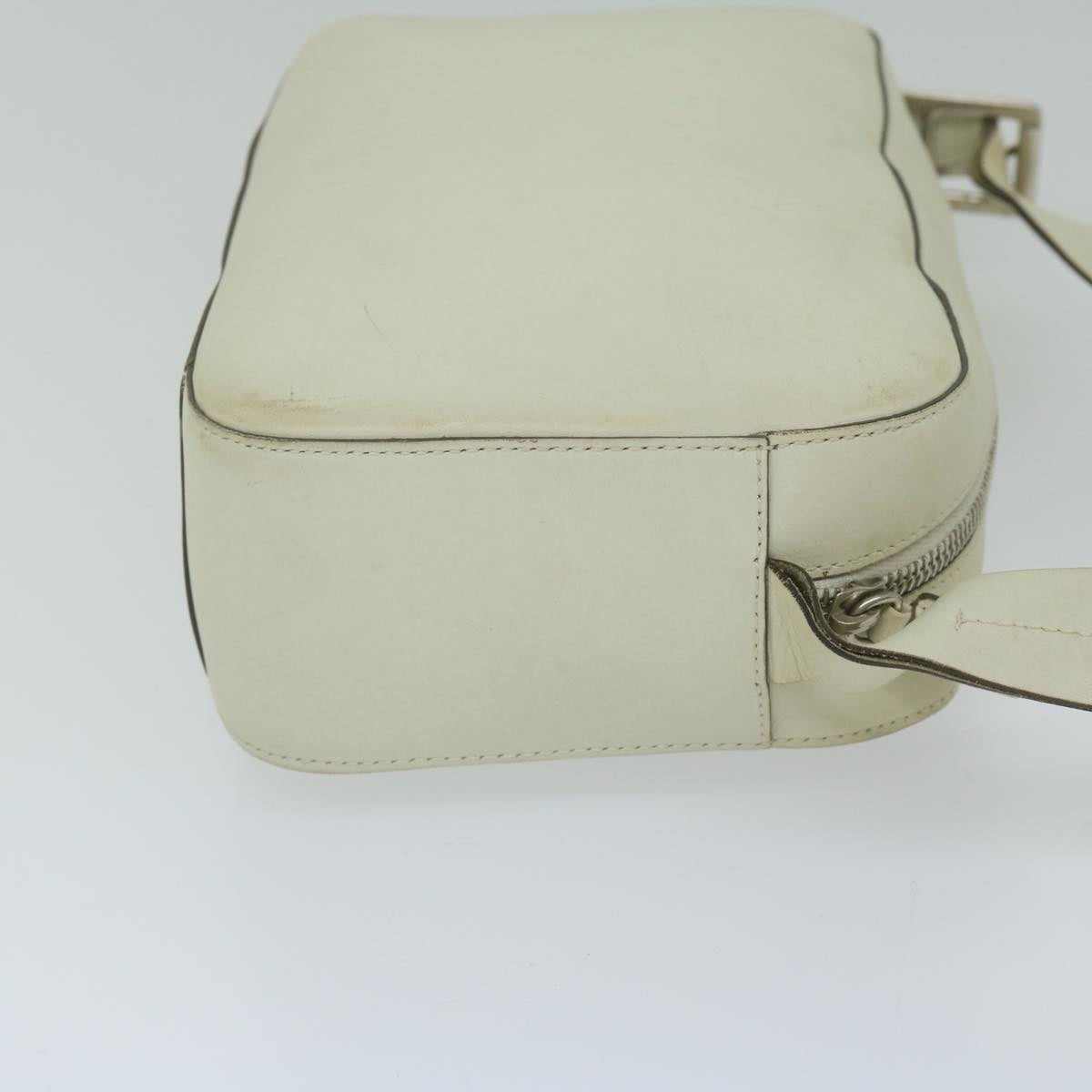 PRADA Shoulder Bag Leather White Auth ar10968B