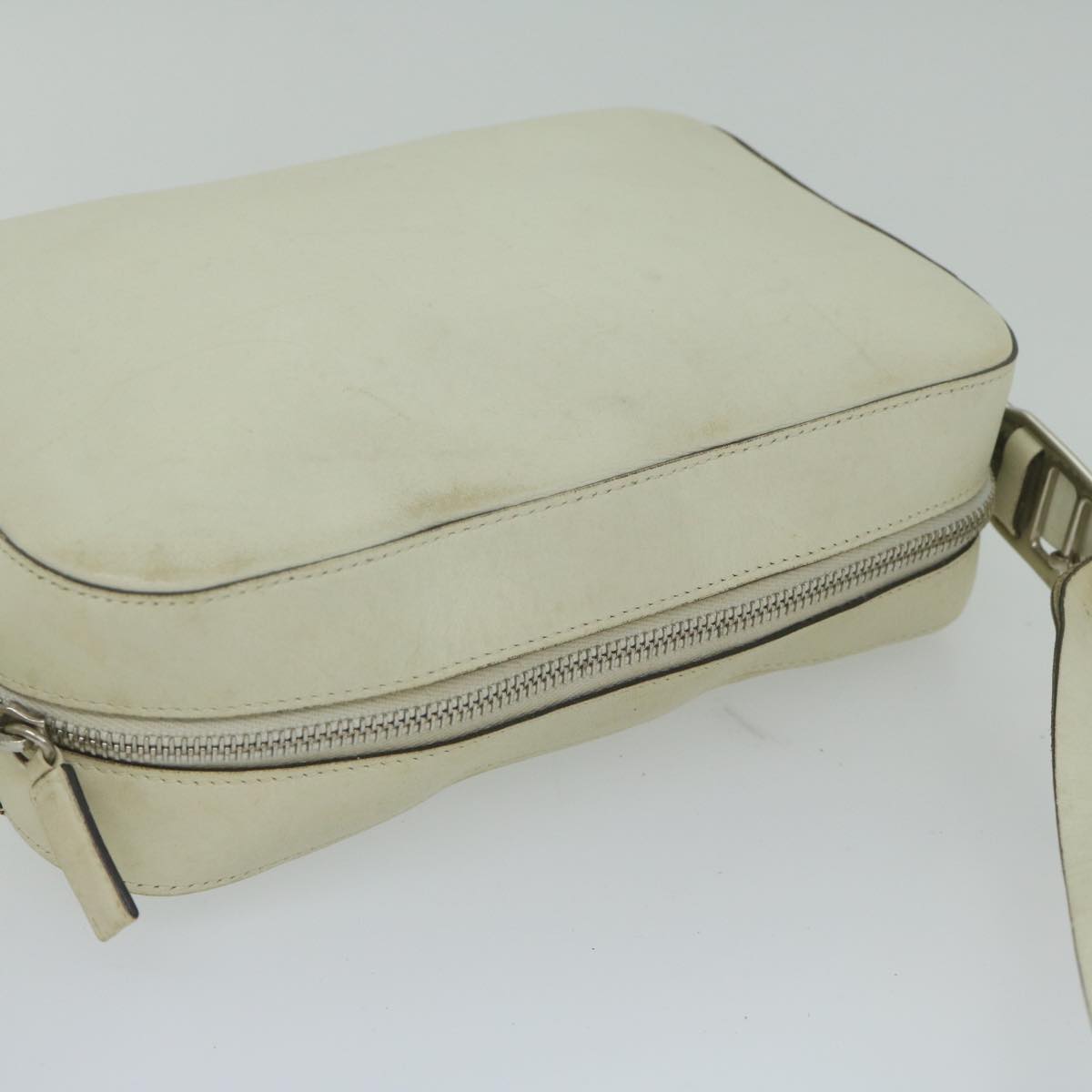 PRADA Shoulder Bag Leather White Auth ar10968B