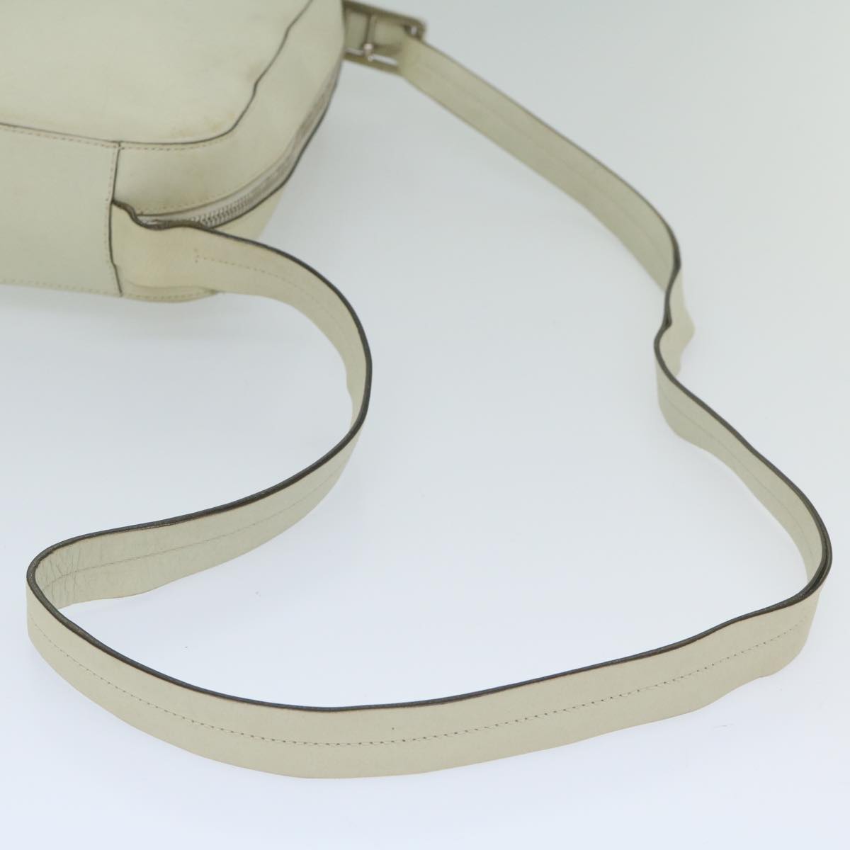 PRADA Shoulder Bag Leather White Auth ar10968B