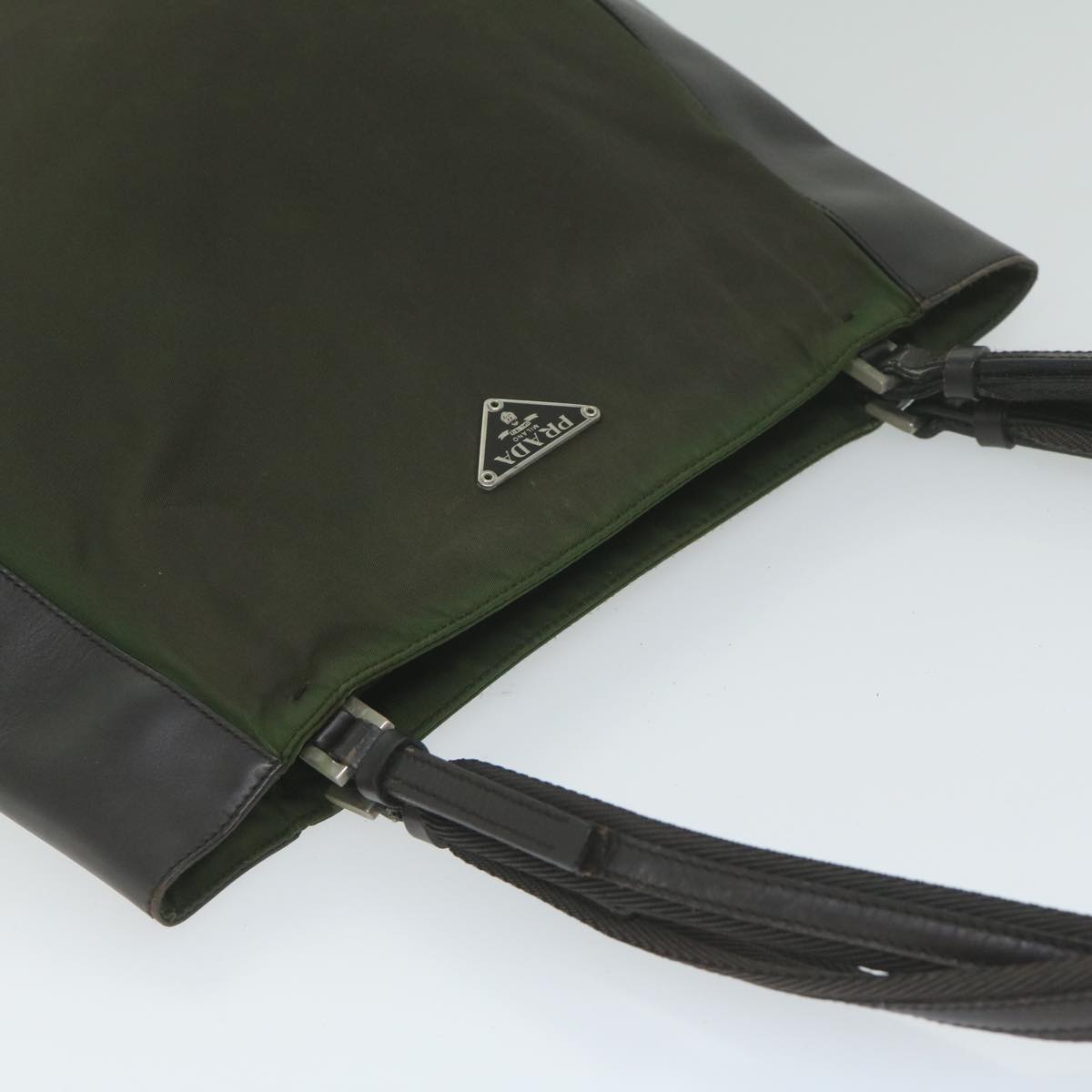 PRADA Shoulder Bag Nylon Khaki Auth ar10988B