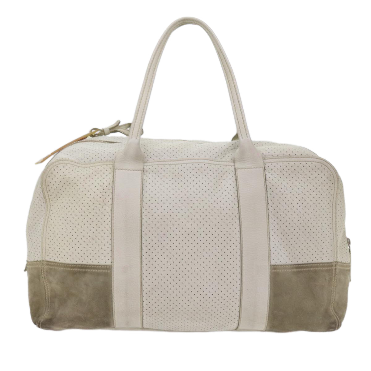 PRADA Sports Boston Bag Leather White Auth ar10992B - 0