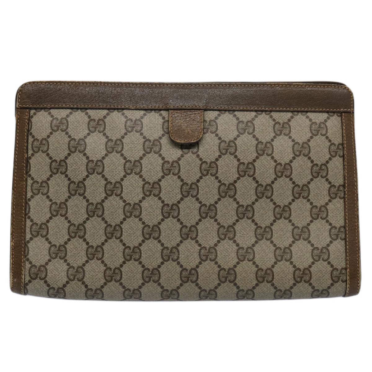 GUCCI GG Supreme Web Sherry Line Clutch Bag Beige Red 89 01 033 Auth ar11009