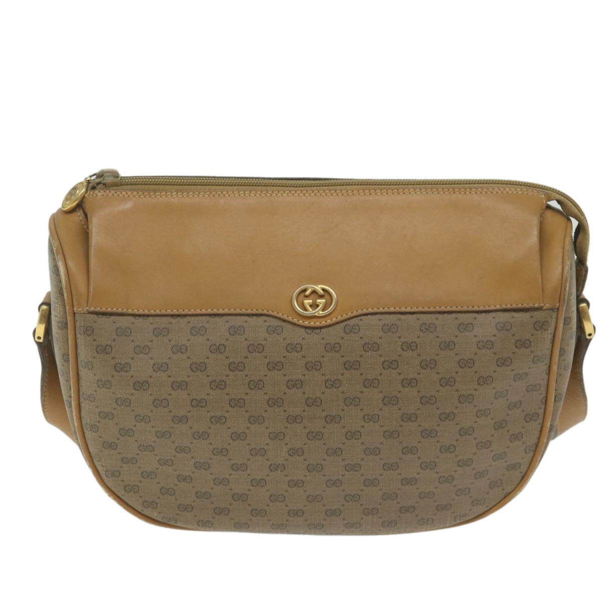 GUCCI Micro GG Canvas Shoulder Bag PVC Beige Auth ar11030