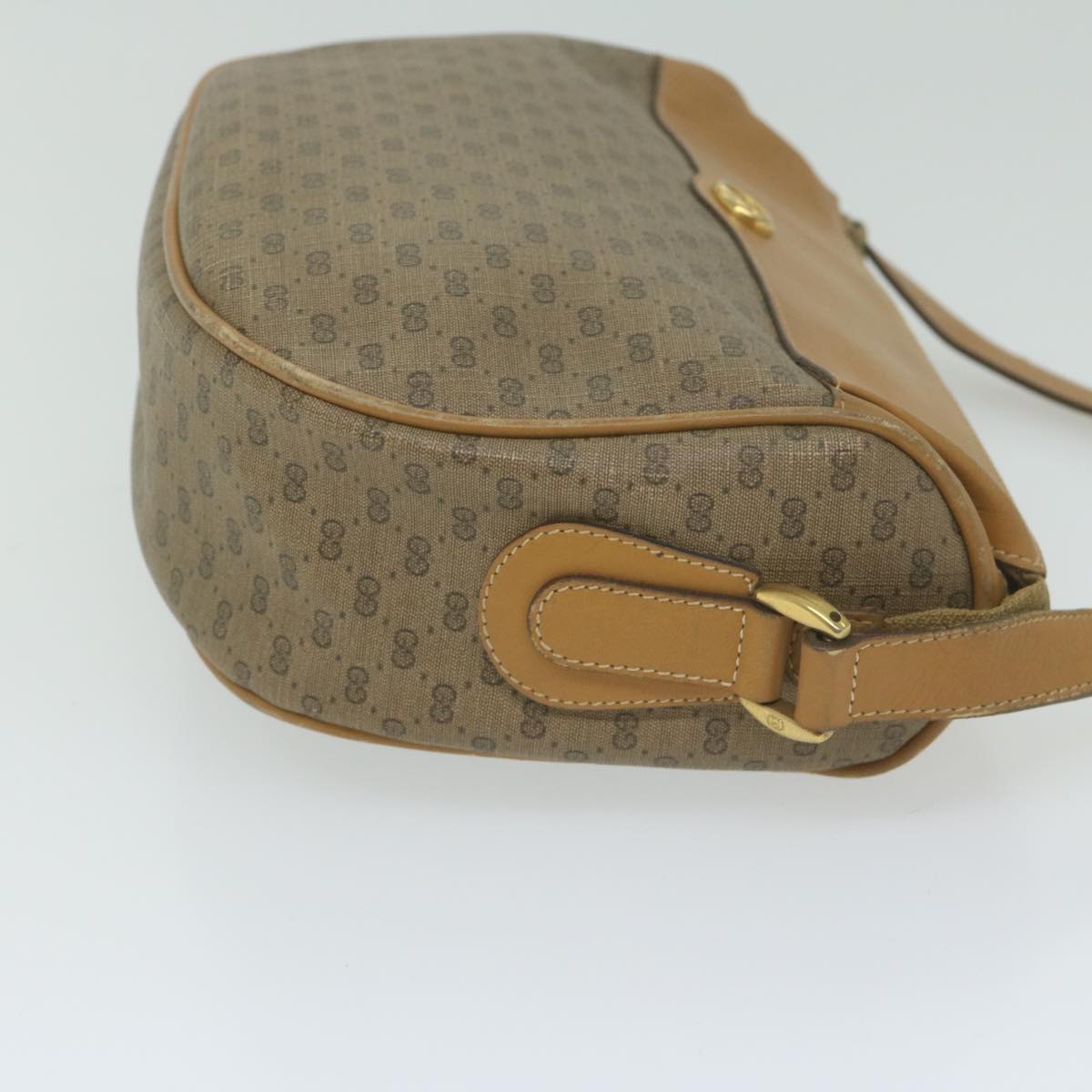 GUCCI Micro GG Canvas Shoulder Bag PVC Beige Auth ar11030