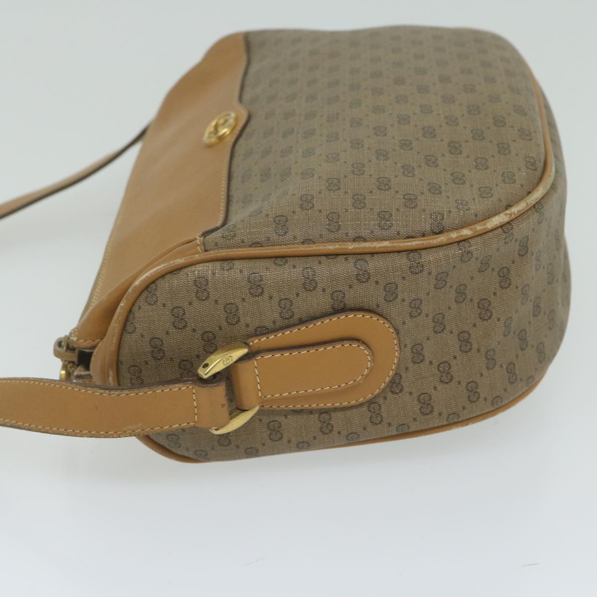 GUCCI Micro GG Canvas Shoulder Bag PVC Beige Auth ar11030