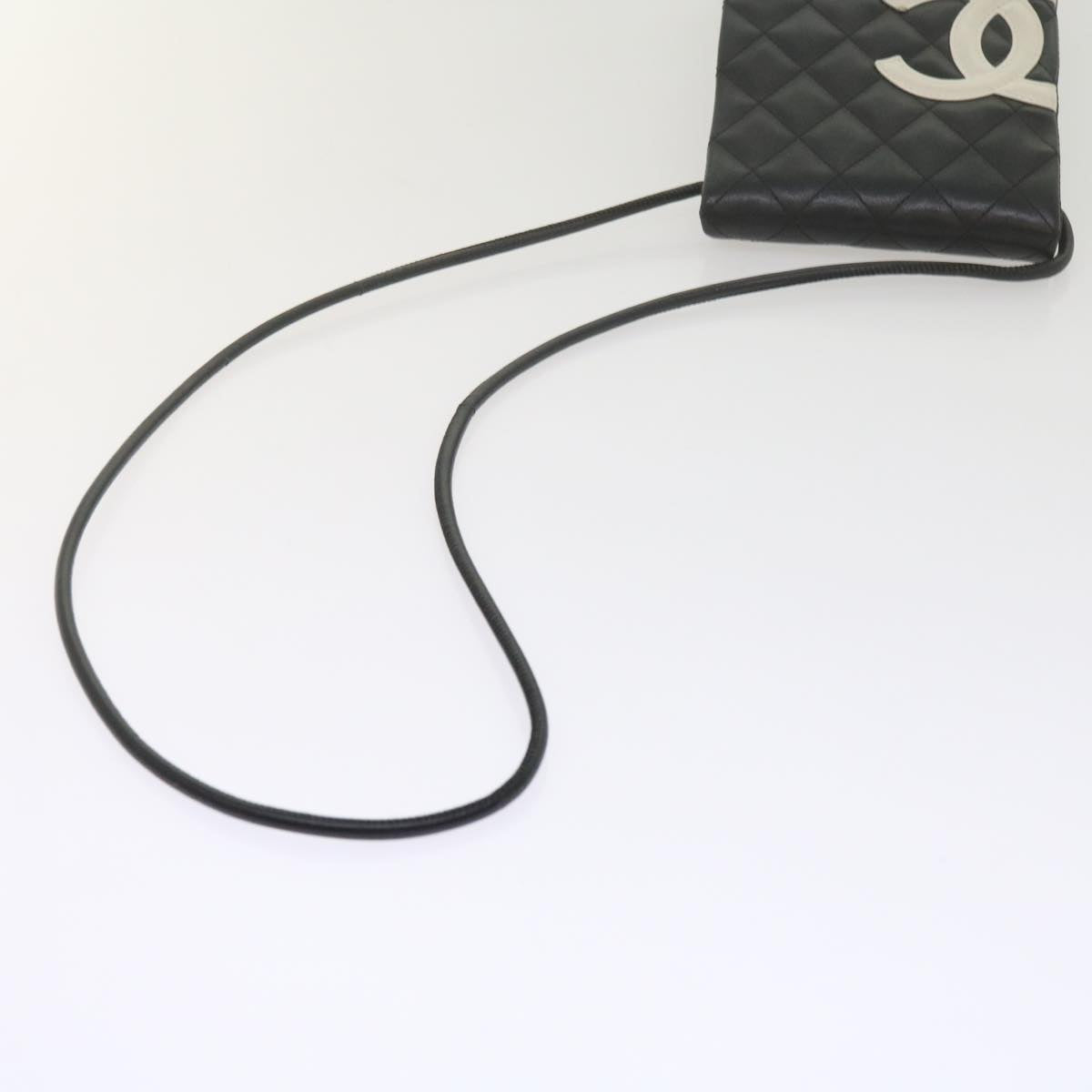 CHANEL Cambon Line Shoulder Bag Leather Black CC Auth ar11055