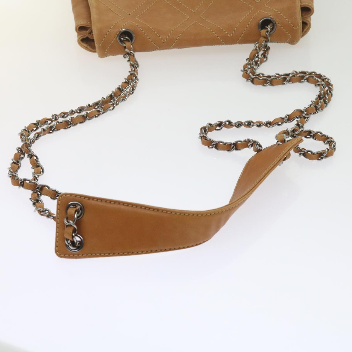 CHANEL Wild Stitch Chain Shoulder Bag Leather Brown CC Auth ar11059