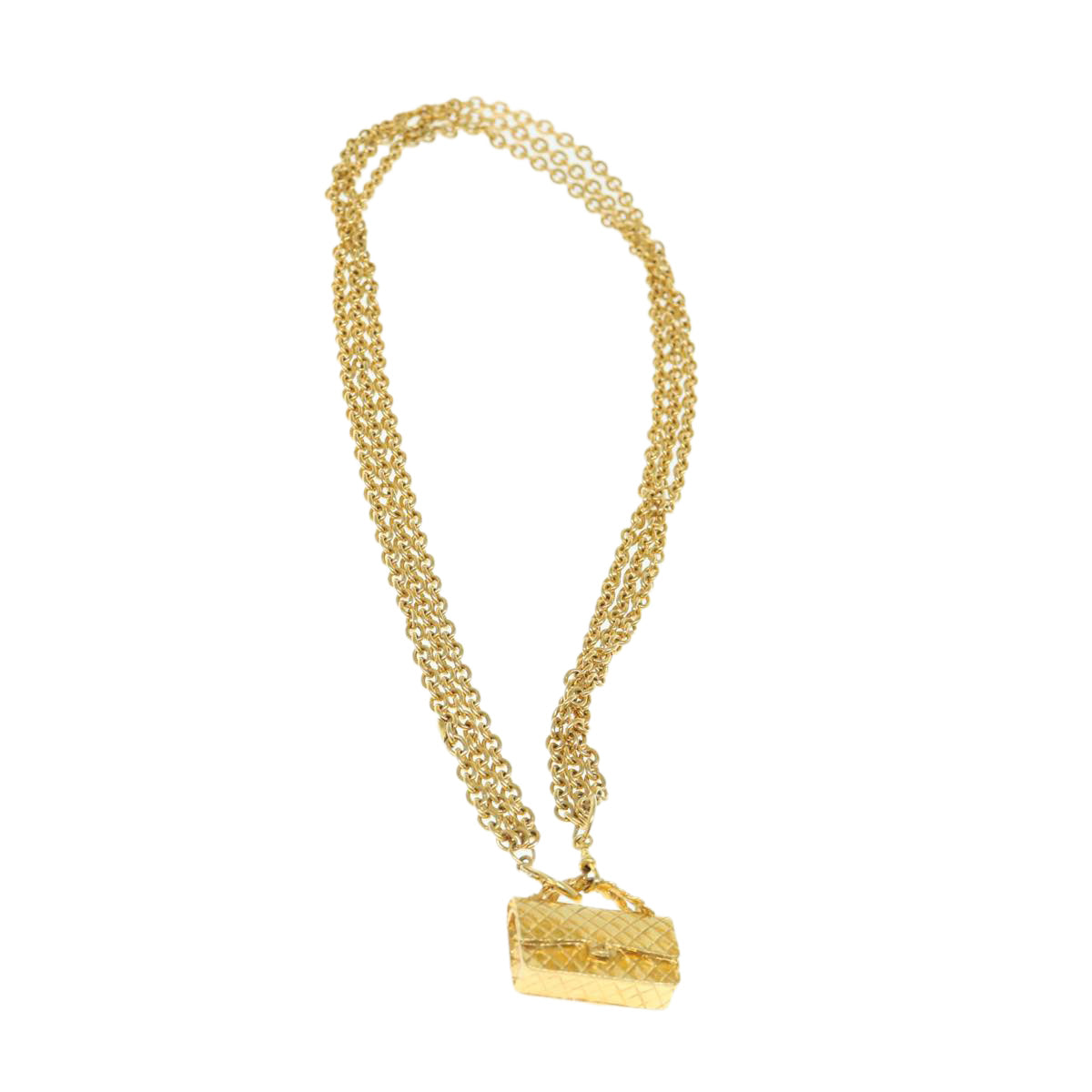 CHANEL Matelasse Chain Necklace metal Gold Tone CC Auth ar11061 - 0