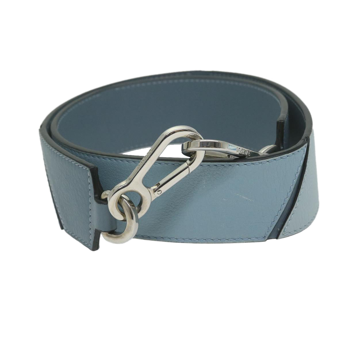 LOEWE For Puzzle Bag Shoulder Strap Leather 31.1"" Blue Auth ar11068