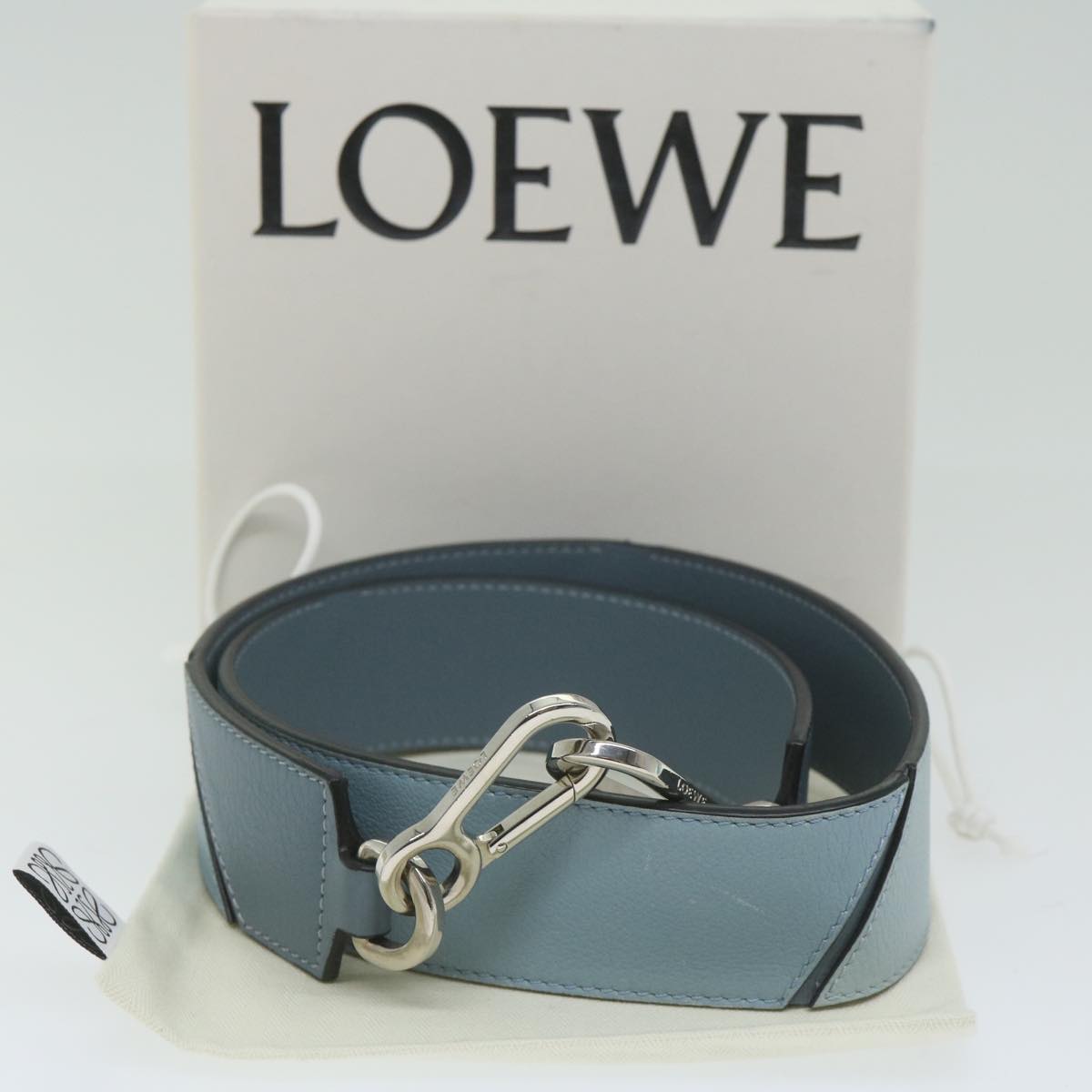 LOEWE For Puzzle Bag Shoulder Strap Leather 31.1"" Blue Auth ar11068