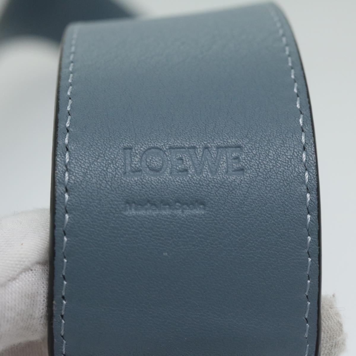 LOEWE For Puzzle Bag Shoulder Strap Leather 31.1"" Blue Auth ar11068