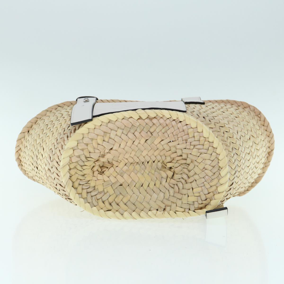 LOEWE Basket Bag Small Hand Bag Raffia Beige Auth ar11069