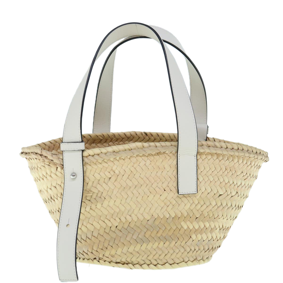 LOEWE Basket Bag Small Hand Bag Raffia Beige Auth ar11069 - 0