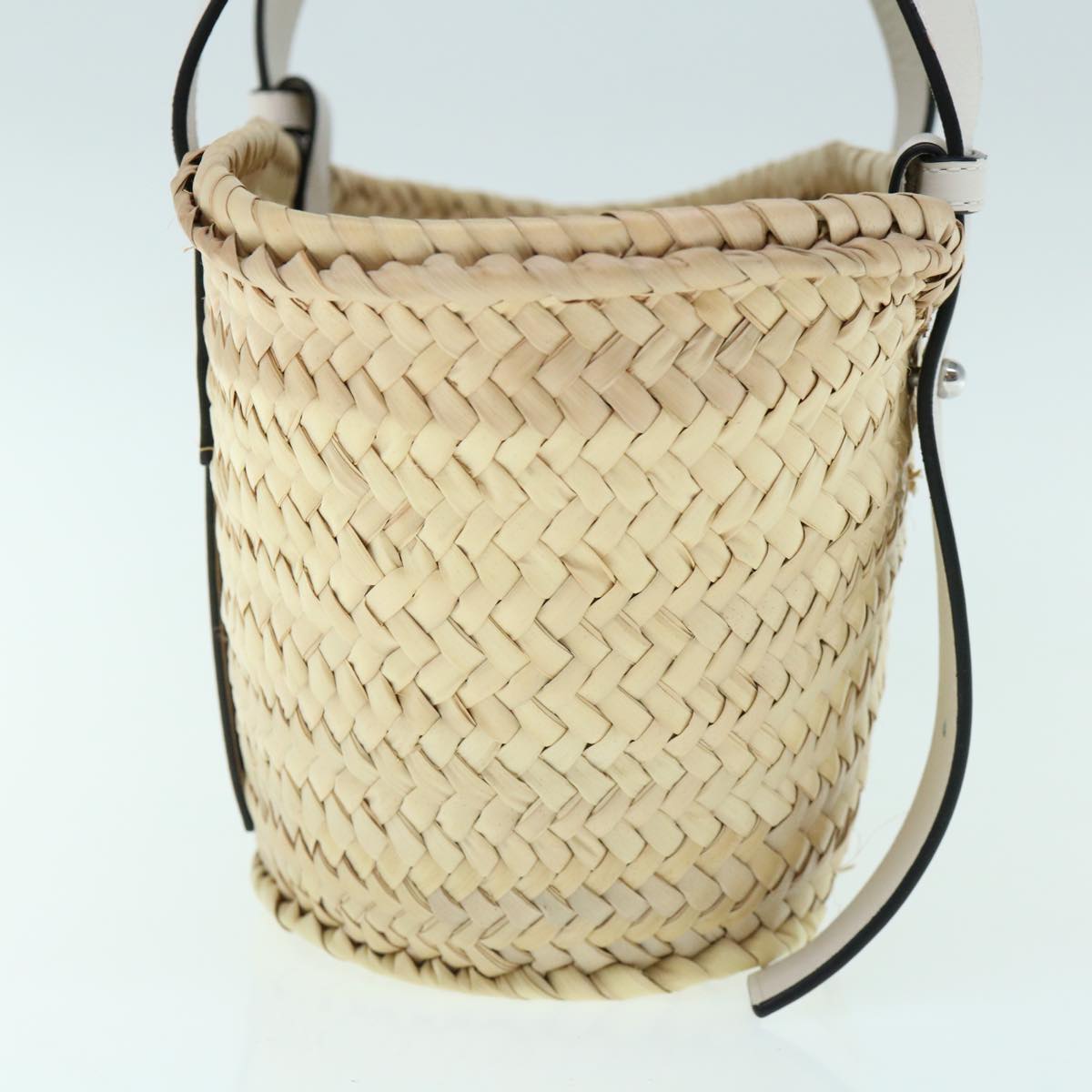 LOEWE Basket Bag Small Hand Bag Raffia Beige Auth ar11069